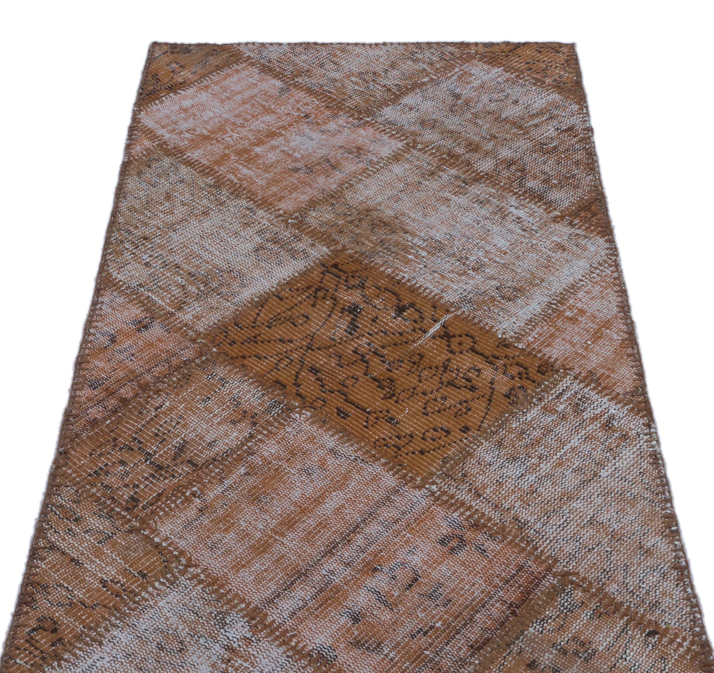 Brown Over Dyed Patchwork Unique Rug 2'7'' x 4'11'' ft 80 x 150 cm