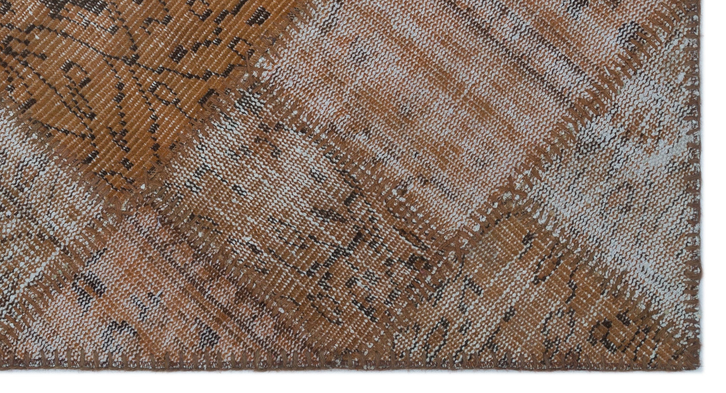 Brown Over Dyed Patchwork Unique Rug 2'7'' x 4'11'' ft 80 x 150 cm