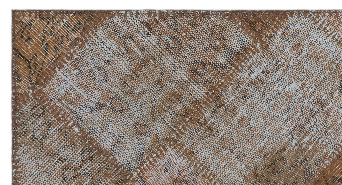 Brown Over Dyed Patchwork Unique Rug 2&#39;7&#39;&#39; x 4&#39;11&#39;&#39; ft 80 x 150 cm