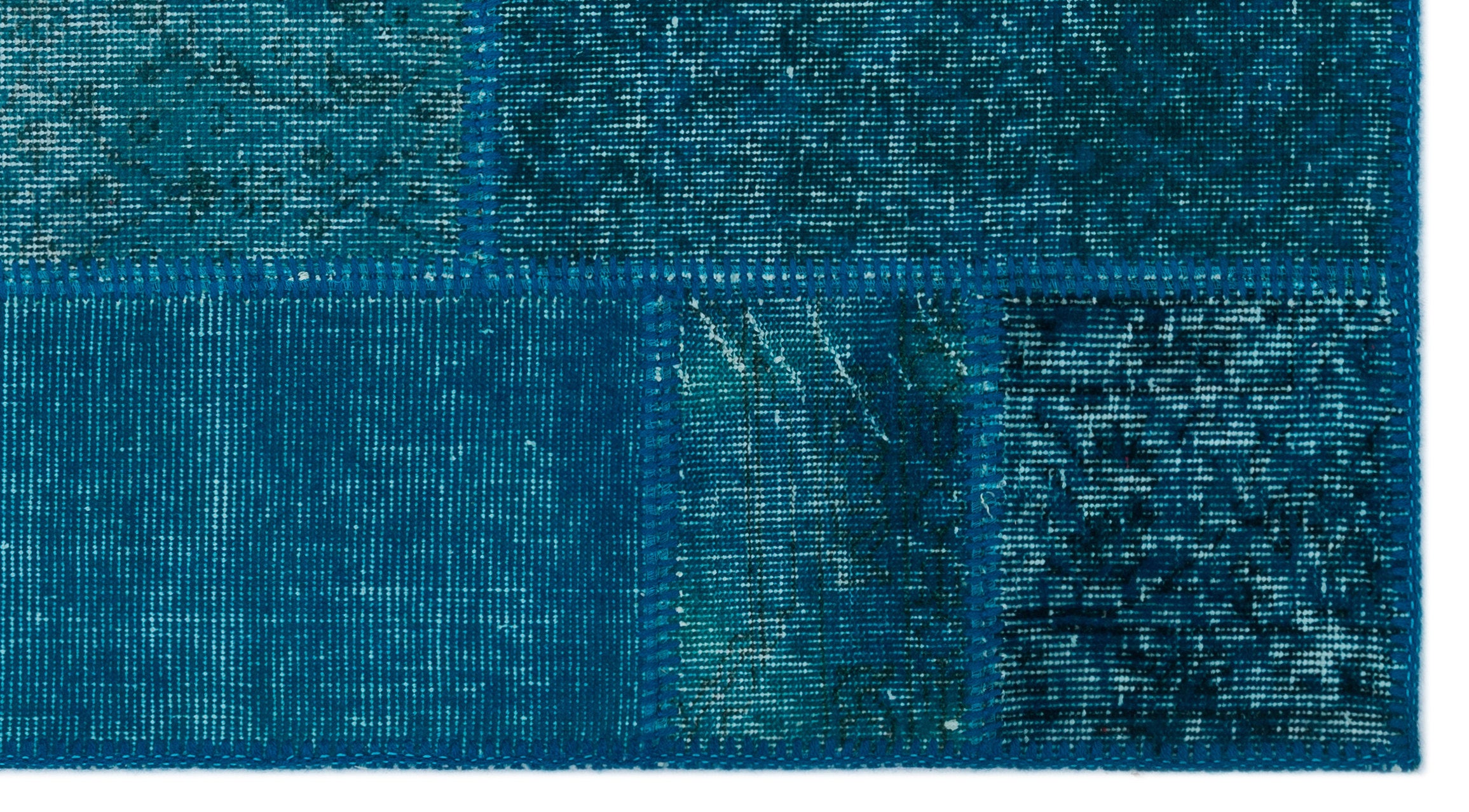 Turquoise  Over Dyed Patchwork Unique Rug 2'7'' x 4'11'' ft 80 x 150 cm