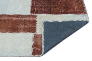 Brown Over Dyed Patchwork Unique Rug 2'7'' x 4'11'' ft 80 x 150 cm