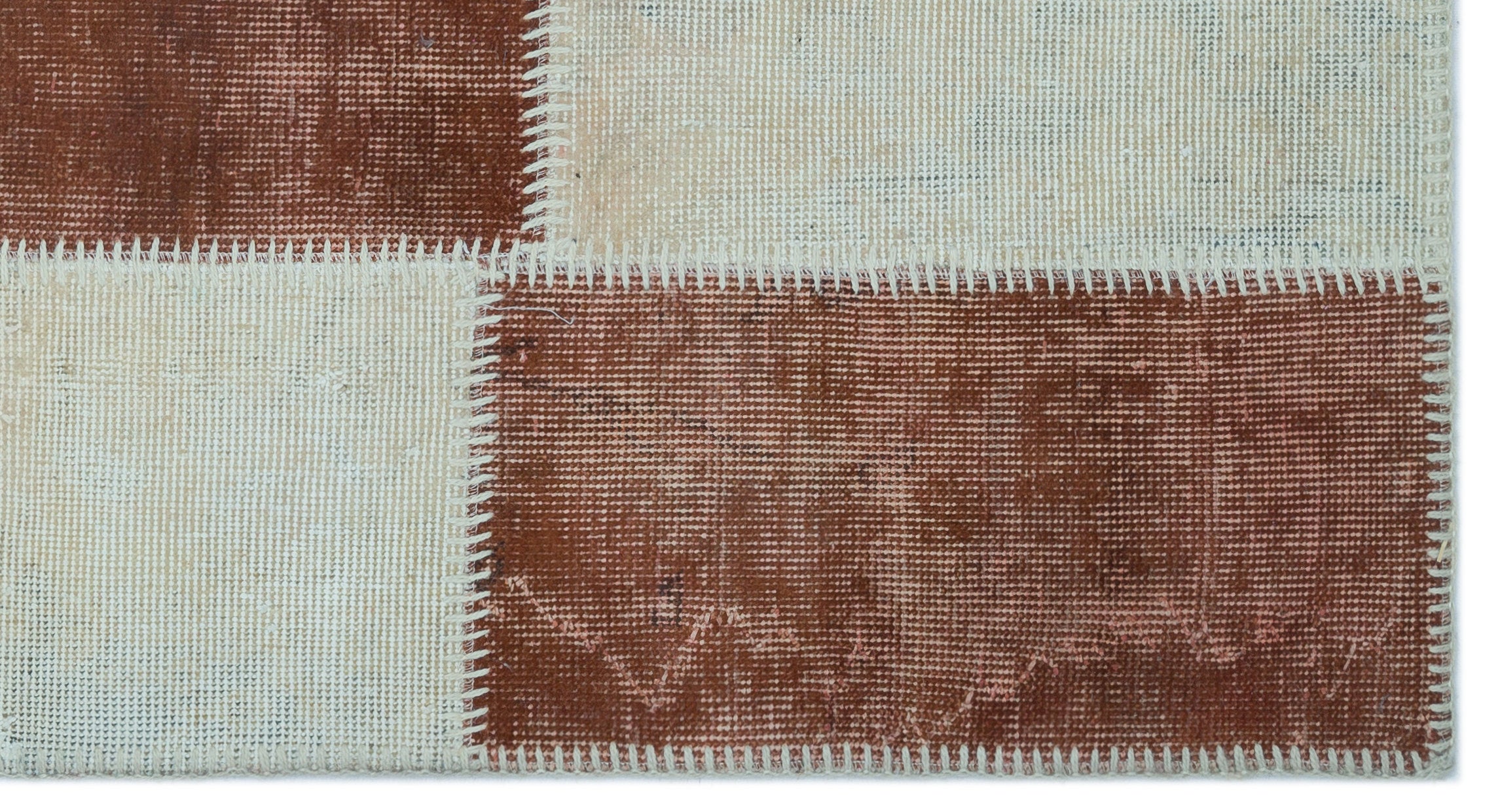 Brown Over Dyed Patchwork Unique Rug 2'7'' x 4'11'' ft 80 x 150 cm