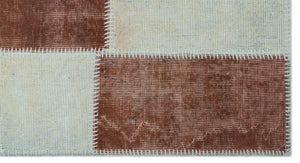 Brown Over Dyed Patchwork Unique Rug 2'7'' x 4'11'' ft 80 x 150 cm