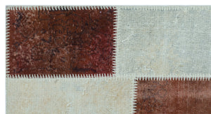 Brown Over Dyed Patchwork Unique Rug 2'7'' x 4'11'' ft 80 x 150 cm