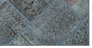 Blue Over Dyed Patchwork Unique Rug 2'7'' x 4'11'' ft 80 x 150 cm