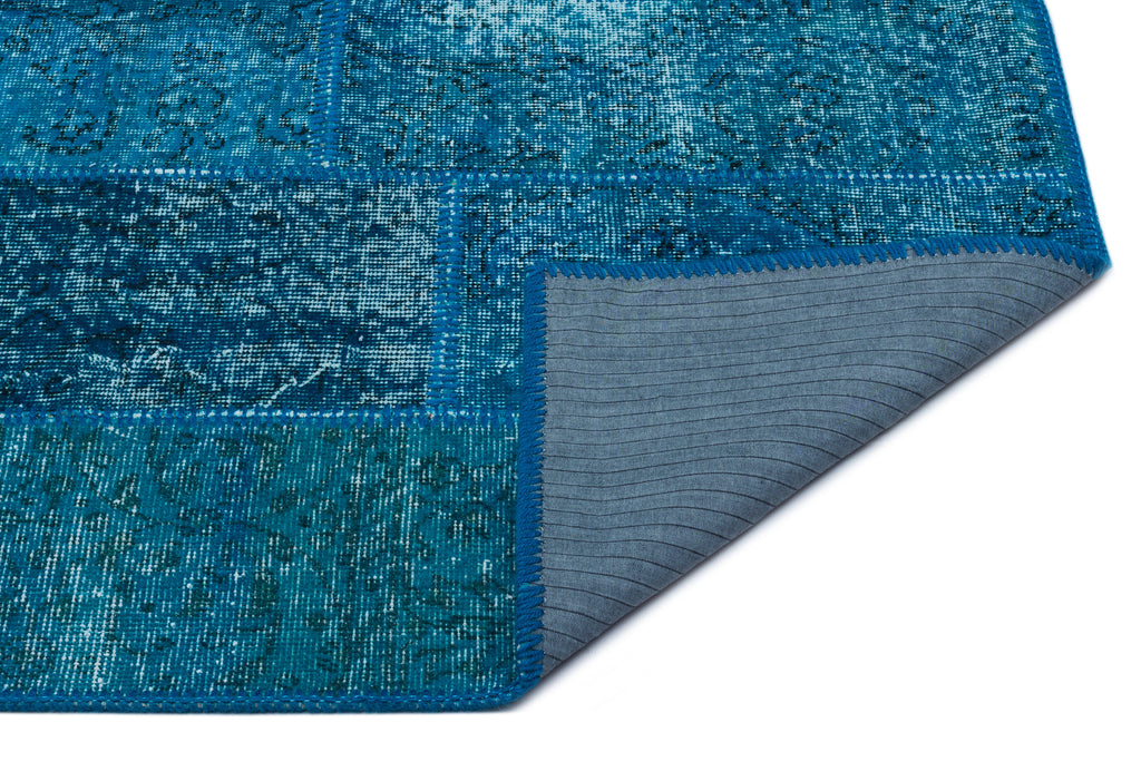 Turquoise  Over Dyed Patchwork Unique Rug 2'7'' x 4'11'' ft 80 x 150 cm