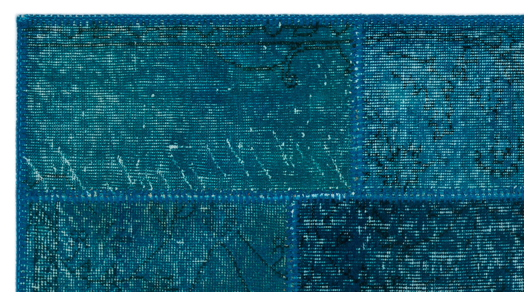 Turquoise  Over Dyed Patchwork Unique Rug 2'7'' x 4'11'' ft 80 x 150 cm