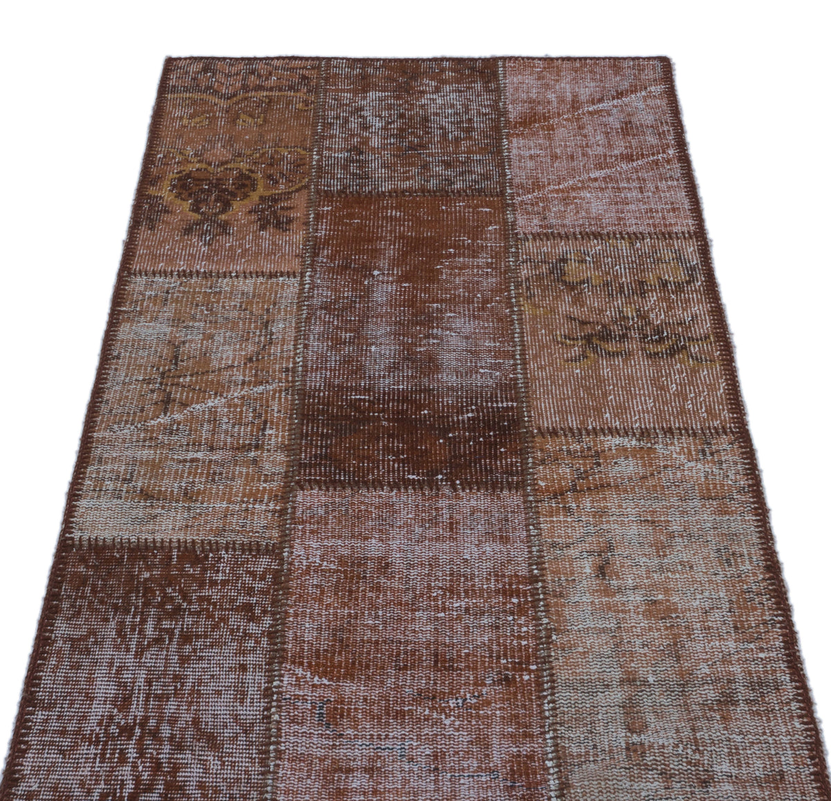 Brown Over Dyed Patchwork Unique Rug 2&#39;7&#39;&#39; x 4&#39;11&#39;&#39; ft 80 x 150 cm