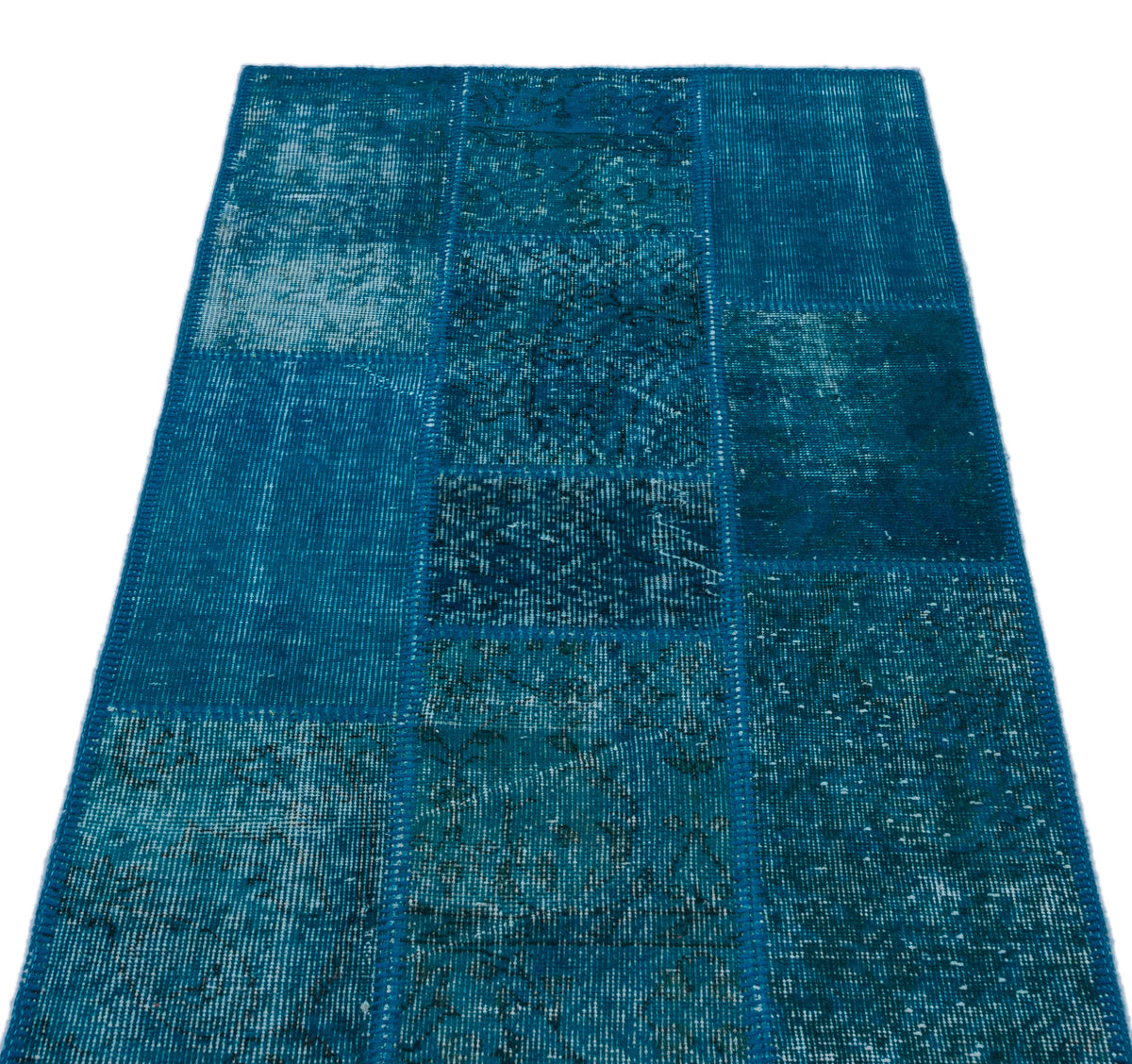 Turquoise  Over Dyed Patchwork Unique Rug 2&#39;7&#39;&#39; x 4&#39;11&#39;&#39; ft 80 x 150 cm