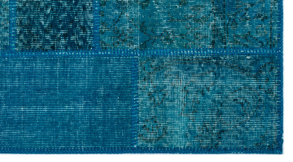 Turquoise  Over Dyed Patchwork Unique Rug 2'7'' x 4'11'' ft 80 x 150 cm
