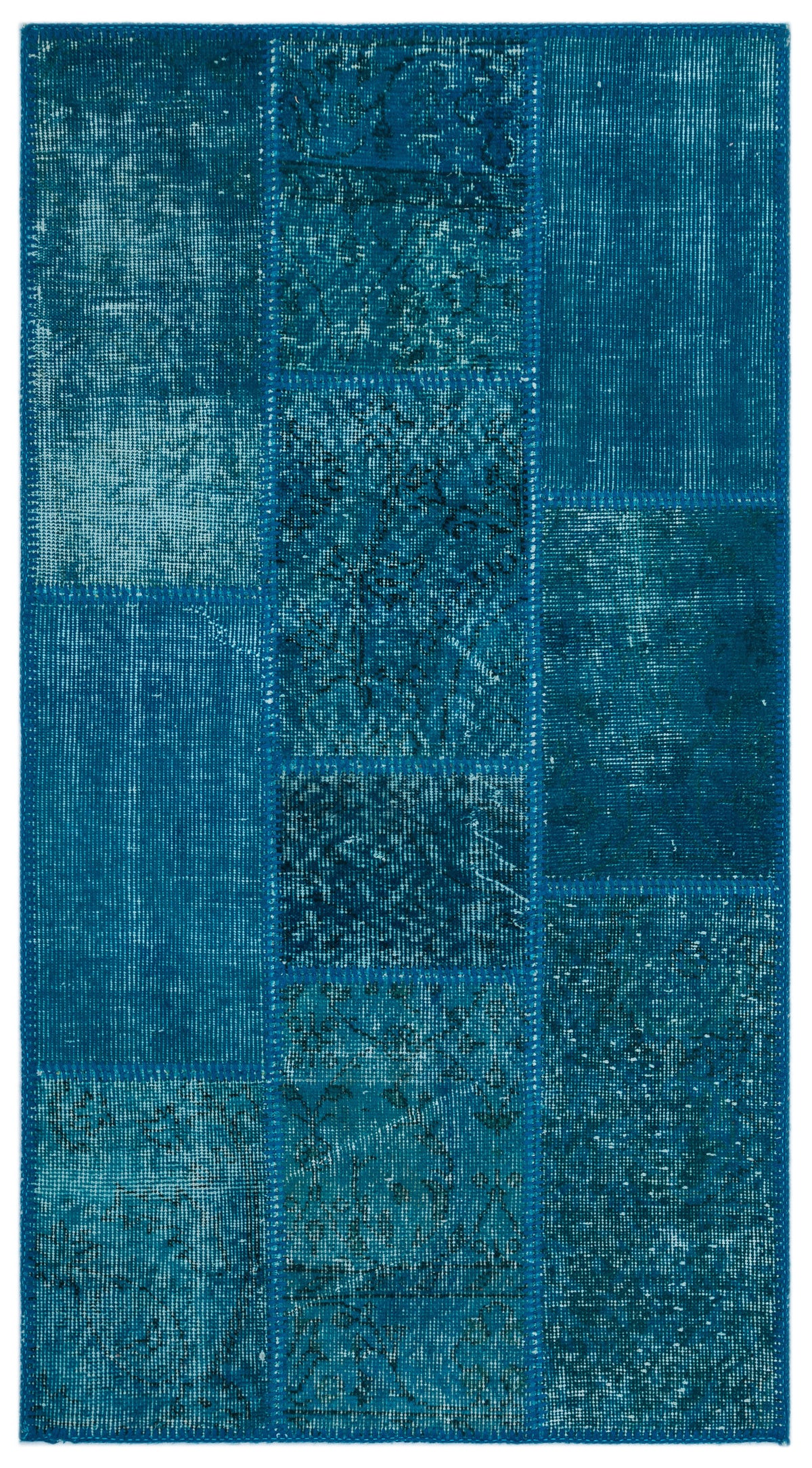Turquoise  Over Dyed Patchwork Unique Rug 2&#39;7&#39;&#39; x 4&#39;11&#39;&#39; ft 80 x 150 cm