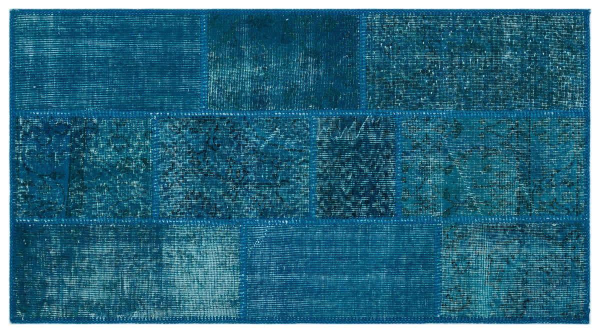 Turquoise  Over Dyed Patchwork Unique Rug 2&#39;7&#39;&#39; x 4&#39;11&#39;&#39; ft 80 x 150 cm
