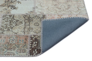 Beige Over Dyed Patchwork Unique Rug 2'7'' x 4'11'' ft 80 x 150 cm