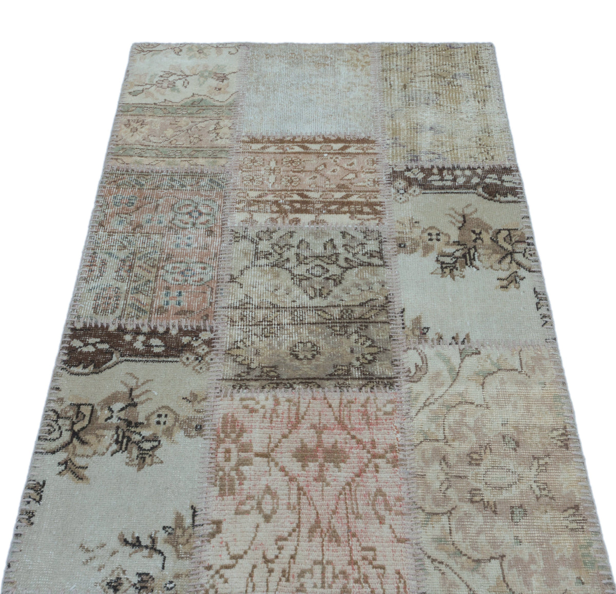 Beige Over Dyed Patchwork Unique Rug 2&#39;7&#39;&#39; x 4&#39;11&#39;&#39; ft 80 x 150 cm