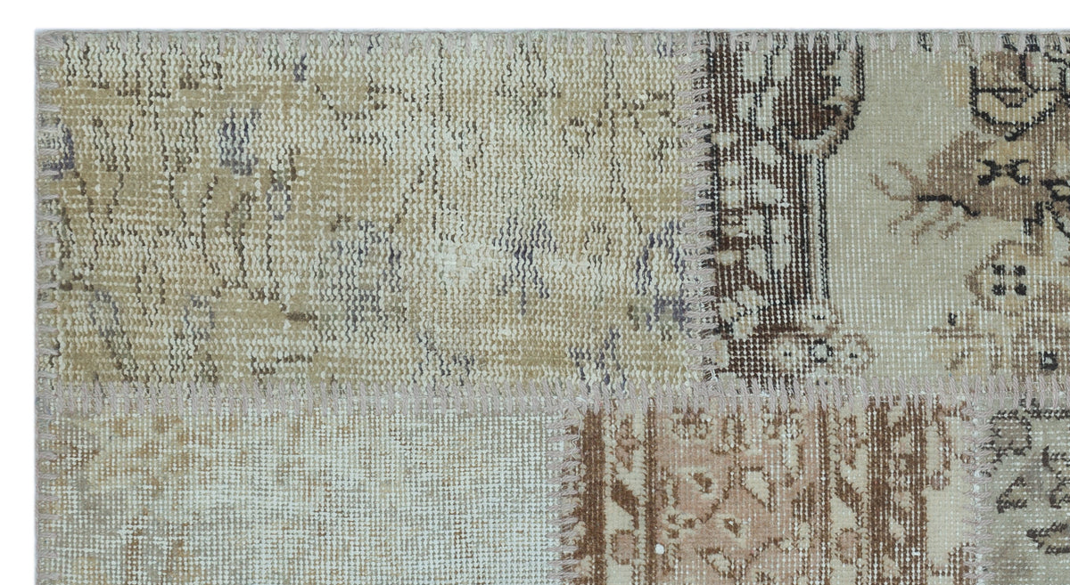 Beige Over Dyed Patchwork Unique Rug 2&#39;7&#39;&#39; x 4&#39;11&#39;&#39; ft 80 x 150 cm