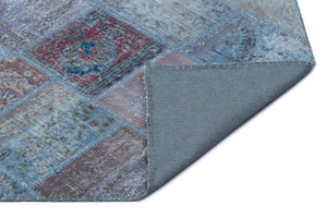 Blue Over Dyed Patchwork Unique Rug 2'7'' x 4'11'' ft 80 x 150 cm