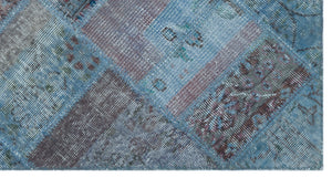 Blue Over Dyed Patchwork Unique Rug 2'7'' x 4'11'' ft 80 x 150 cm