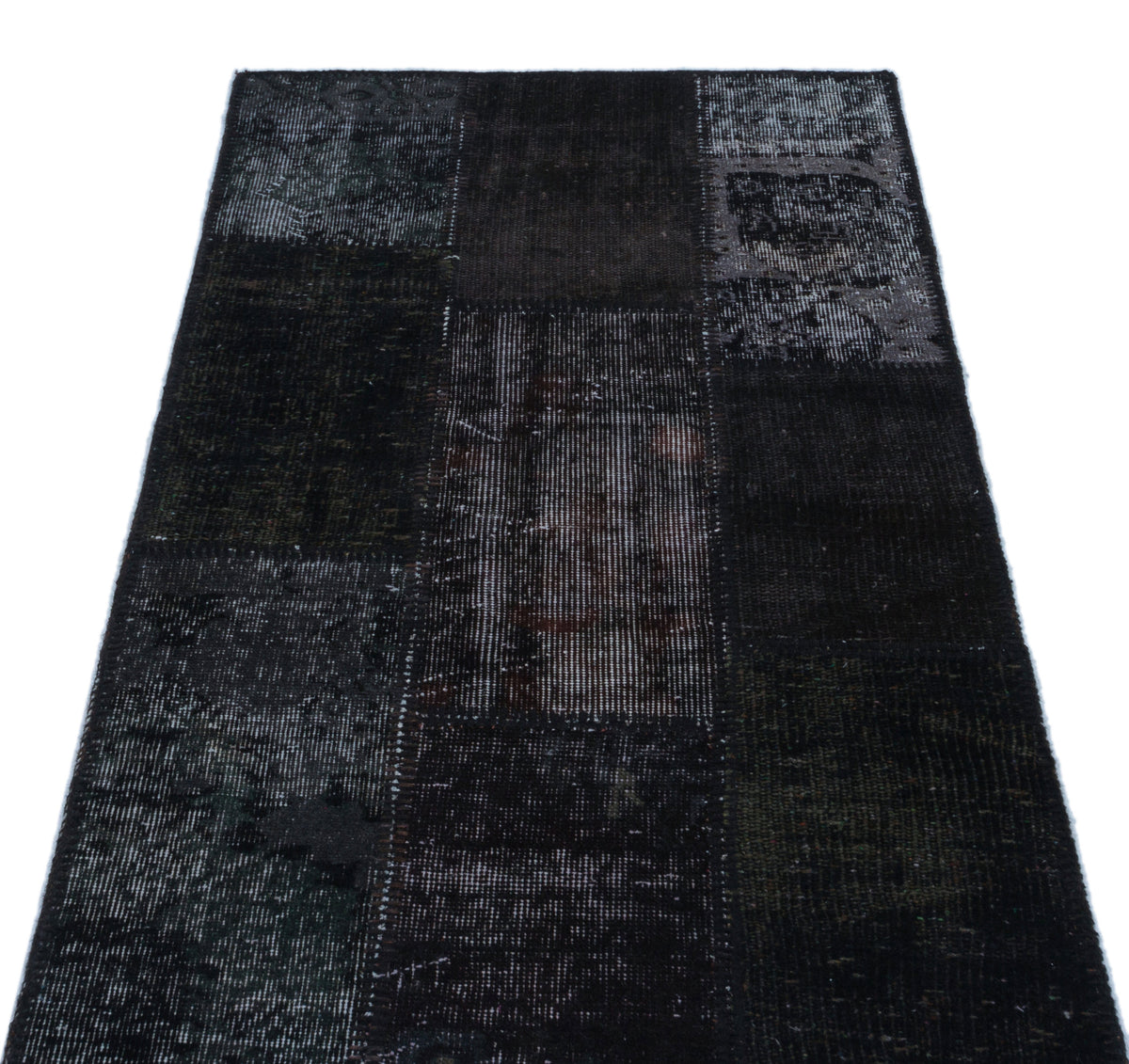 Black Over Dyed Patchwork Unique Rug 2&#39;7&#39;&#39; x 4&#39;11&#39;&#39; ft 80 x 150 cm