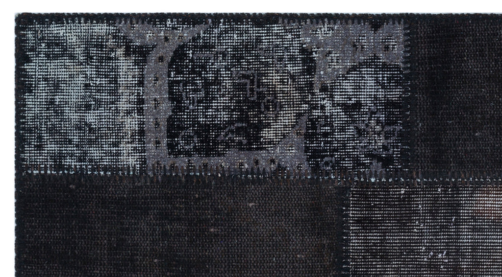 Black Over Dyed Patchwork Unique Rug 2'7'' x 4'11'' ft 80 x 150 cm