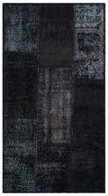 Black Over Dyed Patchwork Unique Rug 2'7'' x 4'11'' ft 80 x 150 cm