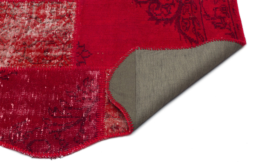 Red Over Dyed Patchwork Unique Rug 5'3'' x 7'7'' ft 160 x 230 cm