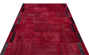 Red Over Dyed Patchwork Unique Rug 5'3'' x 7'7'' ft 160 x 230 cm
