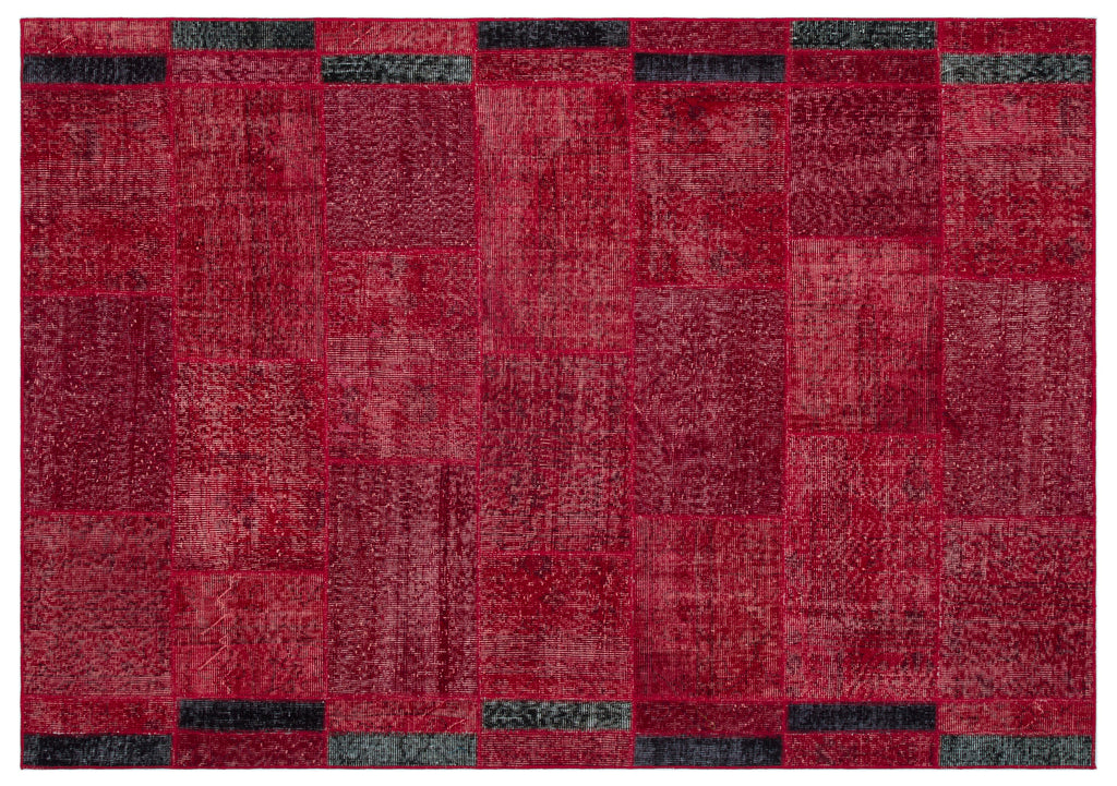 Red Over Dyed Patchwork Unique Rug 5'3'' x 7'7'' ft 160 x 230 cm