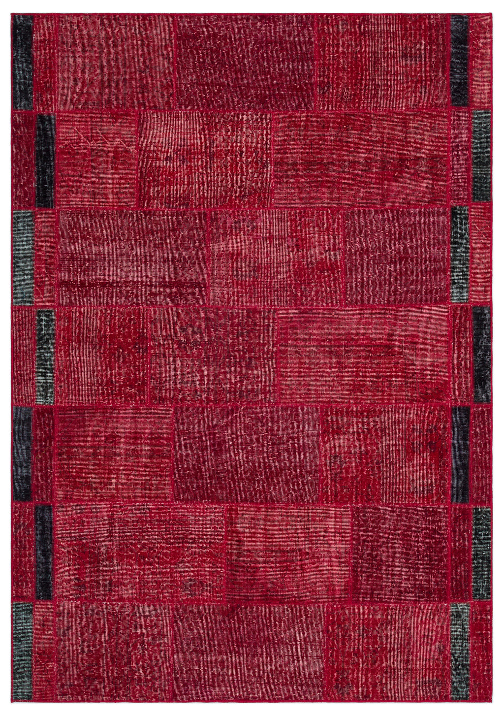 Red Over Dyed Patchwork Unique Rug 5'3'' x 7'7'' ft 160 x 230 cm