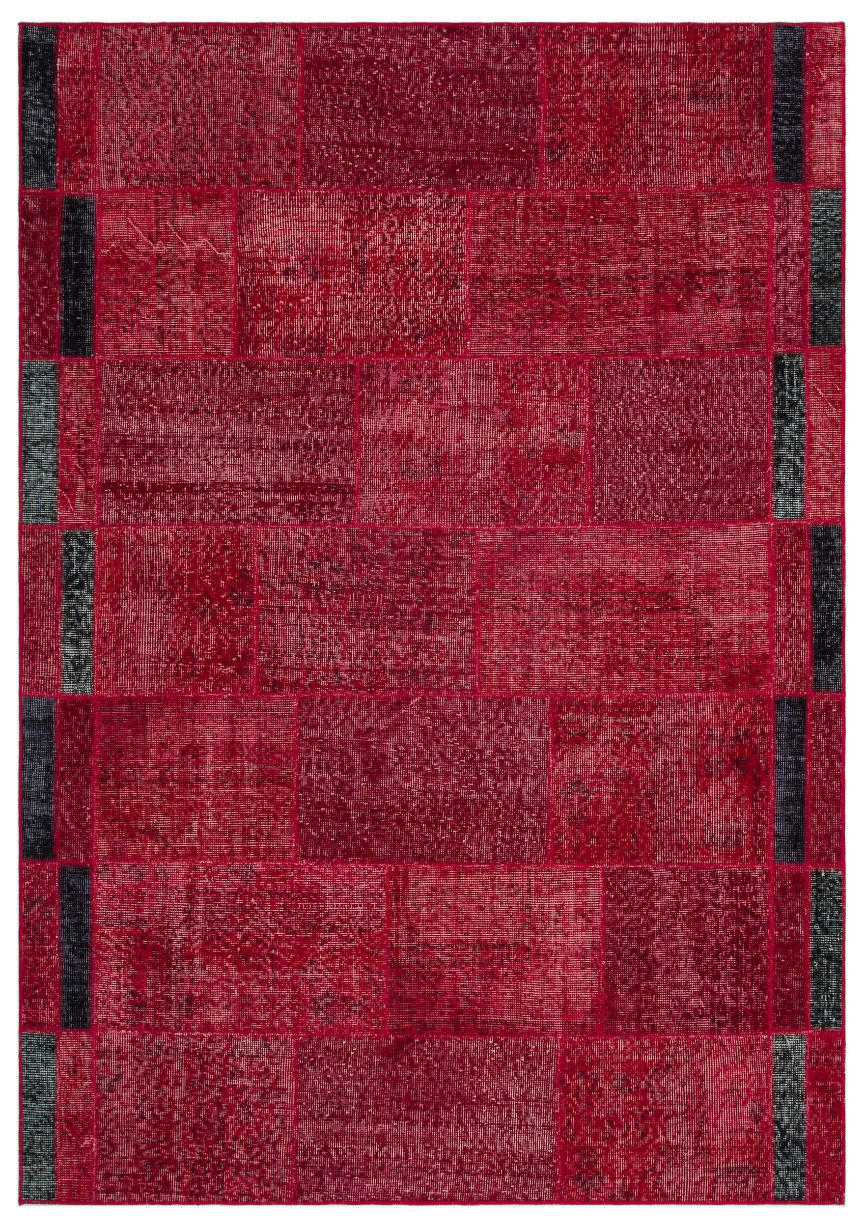 Red Over Dyed Patchwork Unique Rug 5'3'' x 7'7'' ft 160 x 230 cm
