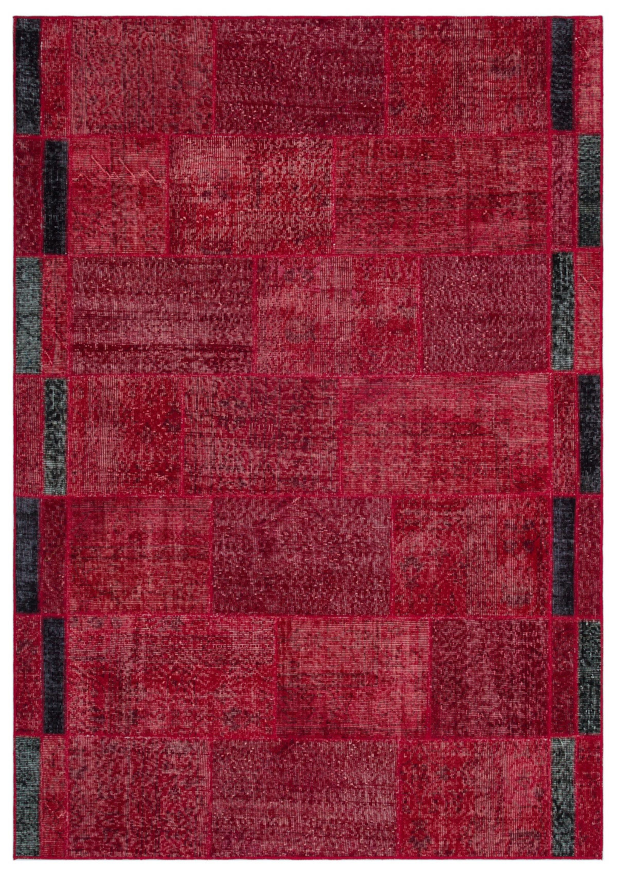 Red Over Dyed Patchwork Unique Rug 5&#39;3&#39;&#39; x 7&#39;7&#39;&#39; ft 160 x 230 cm