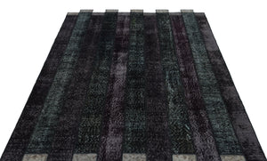 Black Over Dyed Patchwork Unique Rug 5'3'' x 7'7'' ft 160 x 230 cm