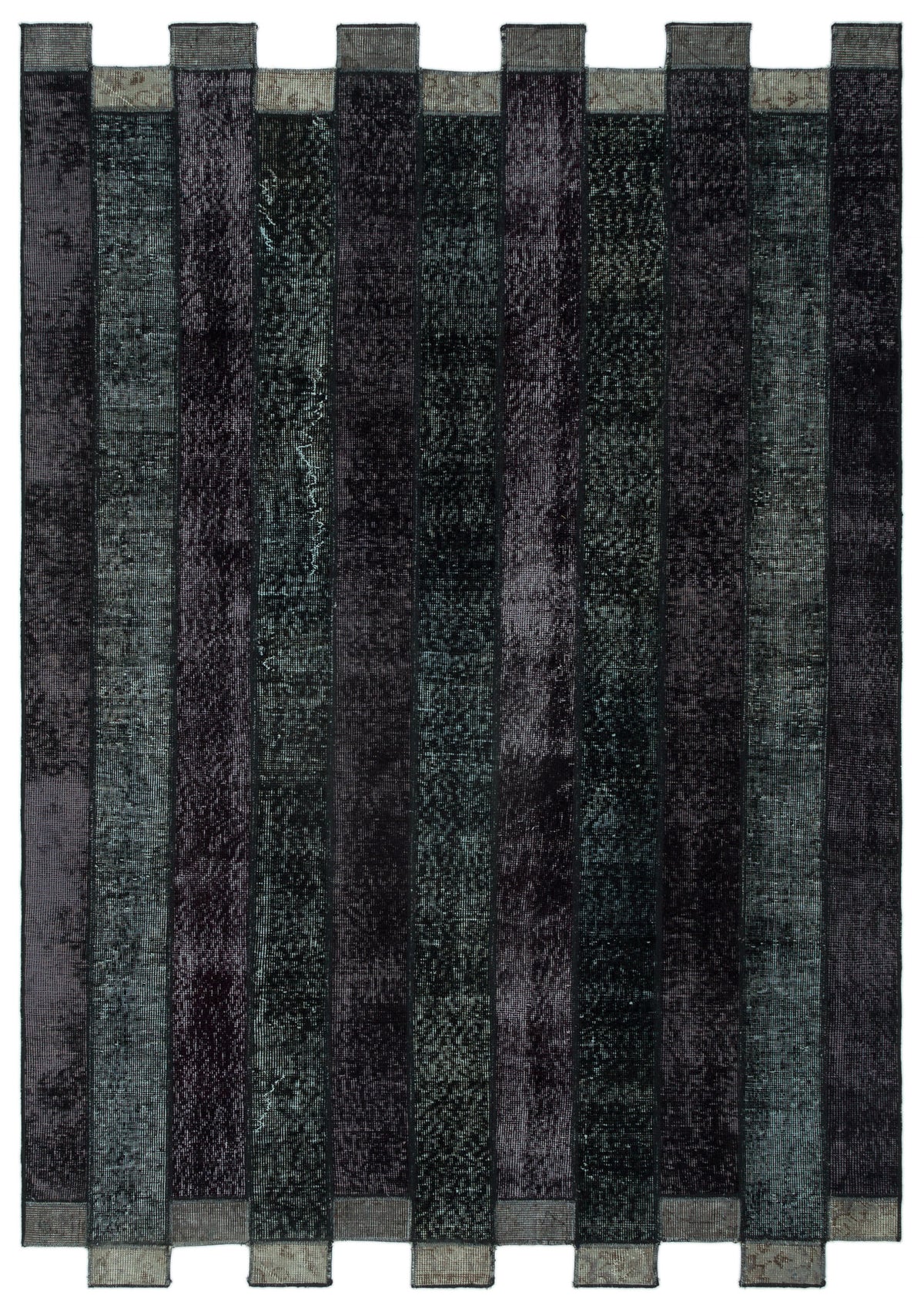 Black Over Dyed Patchwork Unique Rug 5&#39;3&#39;&#39; x 7&#39;7&#39;&#39; ft 160 x 230 cm