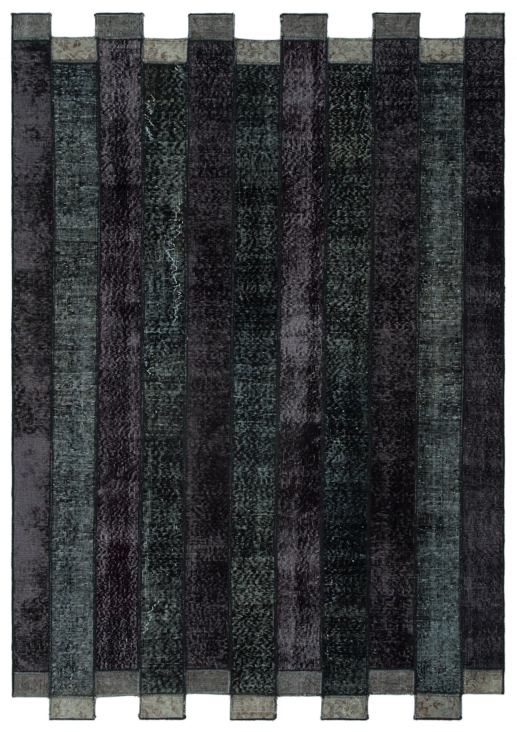 Black Over Dyed Patchwork Unique Rug 5'3'' x 7'7'' ft 160 x 230 cm