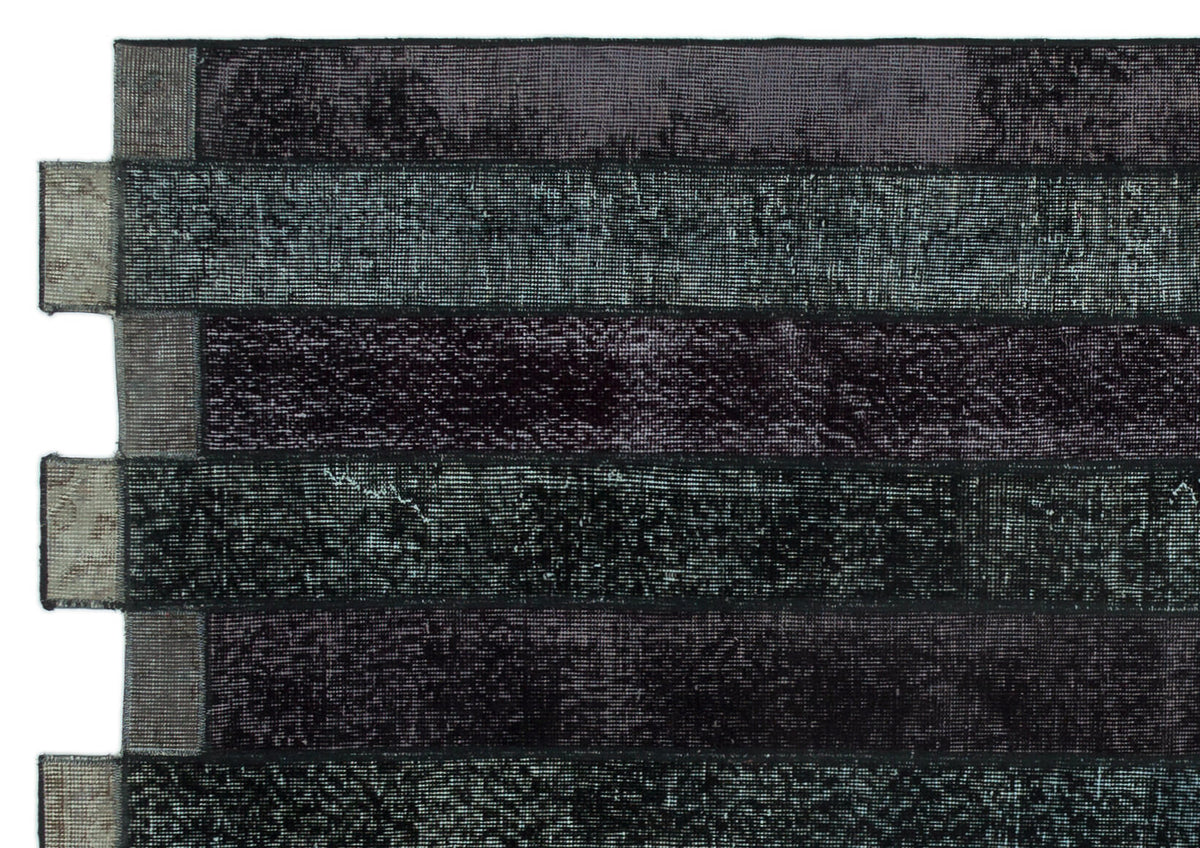 Black Over Dyed Patchwork Unique Rug 5&#39;3&#39;&#39; x 7&#39;7&#39;&#39; ft 160 x 230 cm