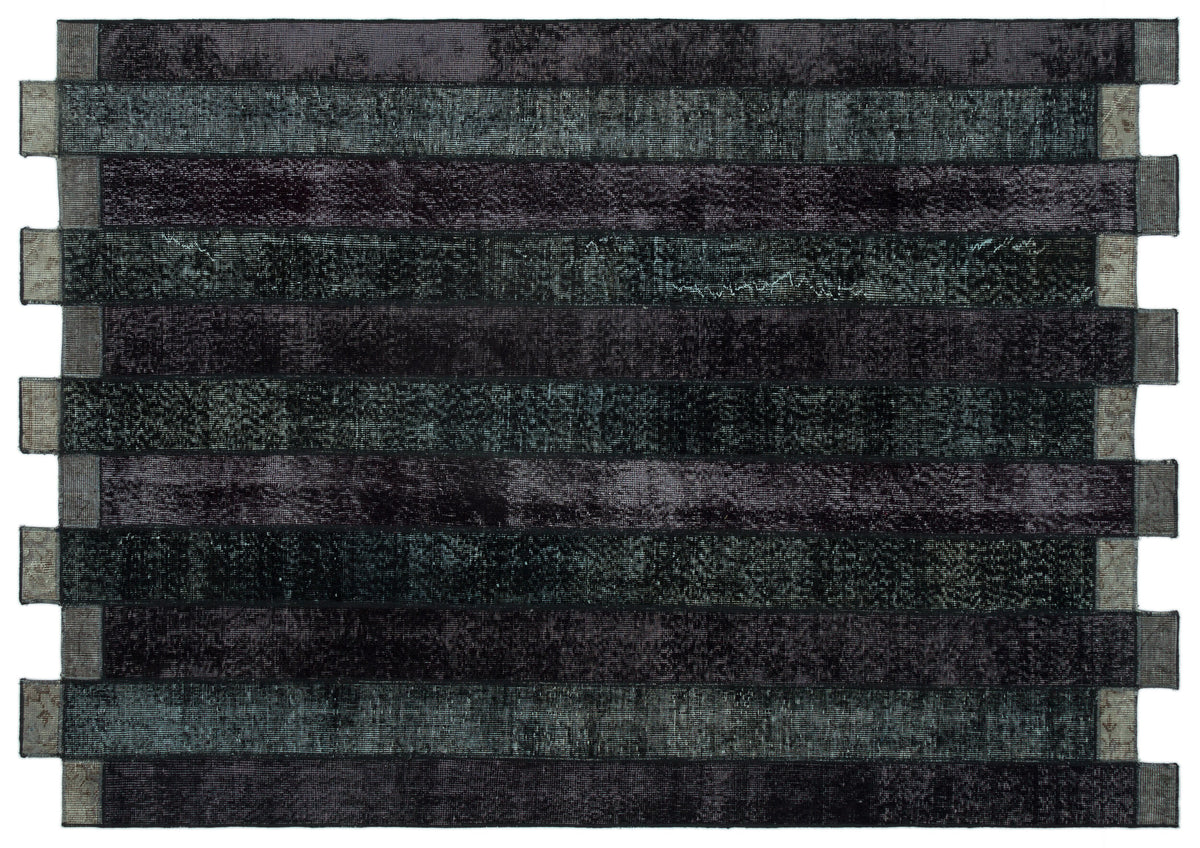 Black Over Dyed Patchwork Unique Rug 5&#39;3&#39;&#39; x 7&#39;7&#39;&#39; ft 160 x 230 cm