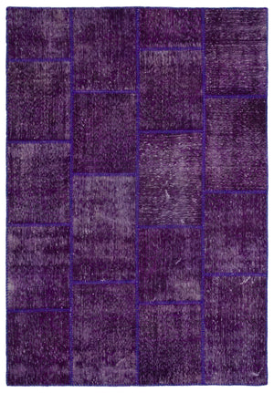 Purple Over Dyed Patchwork Unique Rug 5'3'' x 7'7'' ft 160 x 230 cm