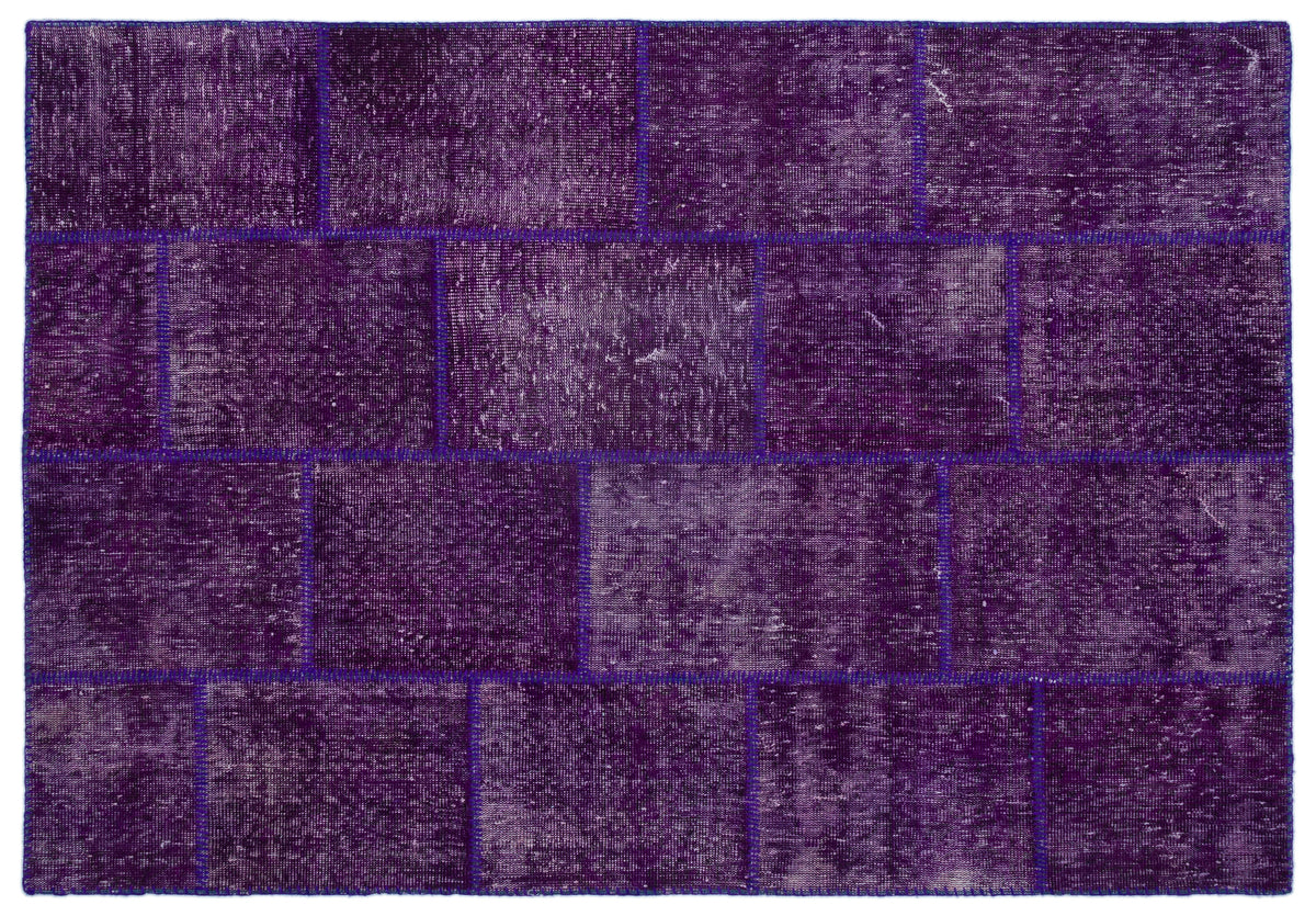 Purple Over Dyed Patchwork Unique Rug 5&#39;3&#39;&#39; x 7&#39;7&#39;&#39; ft 160 x 230 cm
