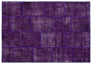 Purple Over Dyed Patchwork Unique Rug 5'3'' x 7'7'' ft 160 x 230 cm