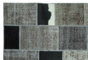 Gray Over Dyed Patchwork Unique Rug 6'3'' x 9'4'' ft 190 x 285 cm