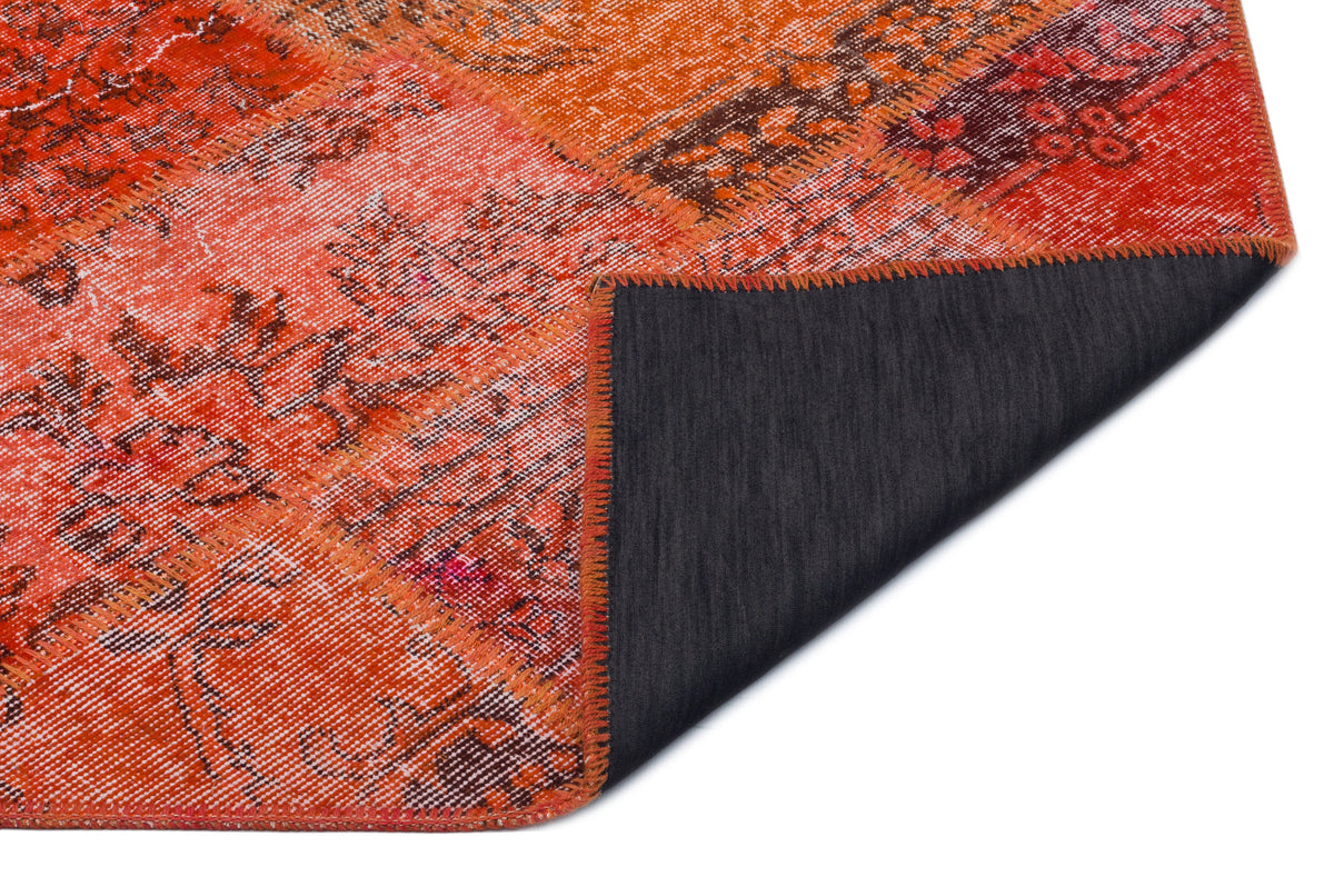 Red Over Dyed Patchwork Unique Rug 5&#39;3&#39;&#39; x 7&#39;7&#39;&#39; ft 160 x 230 cm