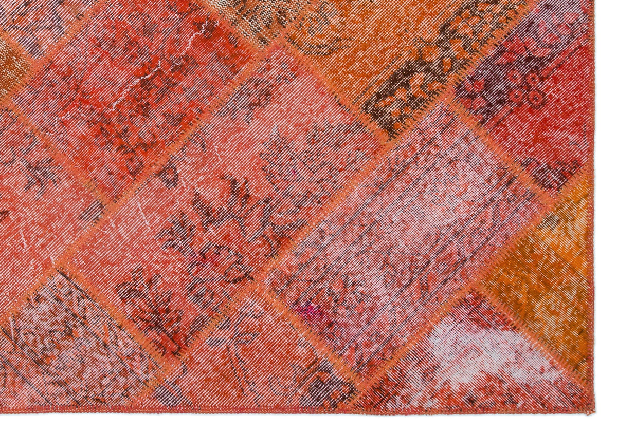 Red Over Dyed Patchwork Unique Rug 5&#39;3&#39;&#39; x 7&#39;7&#39;&#39; ft 160 x 230 cm