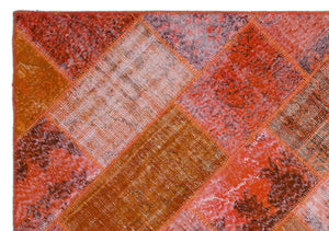 Red Over Dyed Patchwork Unique Rug 5'3'' x 7'7'' ft 160 x 230 cm