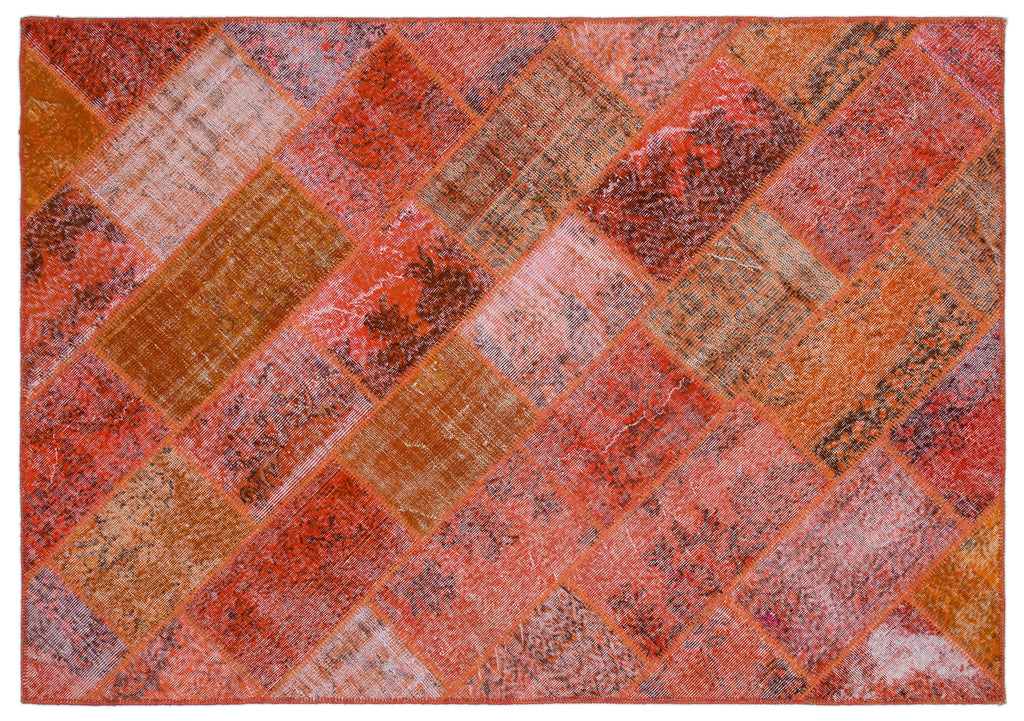 Red Over Dyed Patchwork Unique Rug 5'3'' x 7'7'' ft 160 x 230 cm