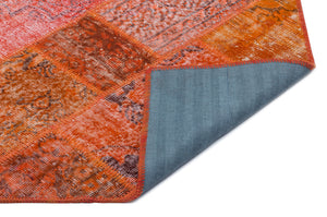 Red Over Dyed Patchwork Unique Rug 5'3'' x 7'7'' ft 160 x 232 cm