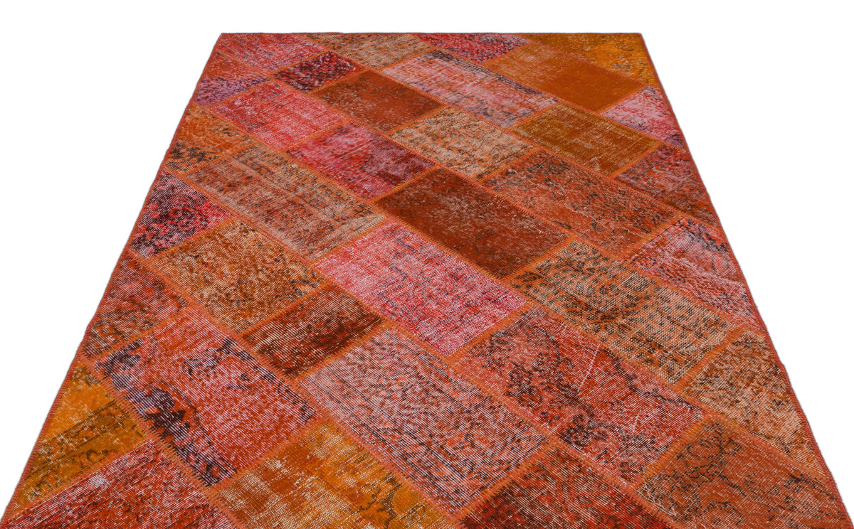 Red Over Dyed Patchwork Unique Rug 5&#39;3&#39;&#39; x 7&#39;7&#39;&#39; ft 160 x 232 cm