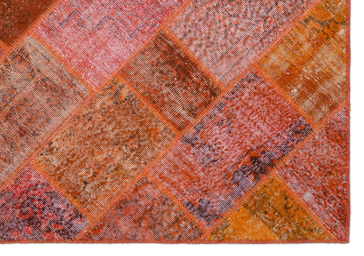 Red Over Dyed Patchwork Unique Rug 5&#39;3&#39;&#39; x 7&#39;7&#39;&#39; ft 160 x 232 cm