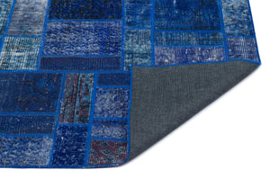 Blue Over Dyed Patchwork Unique Rug 3'11'' x 5'12'' ft 120 x 182 cm