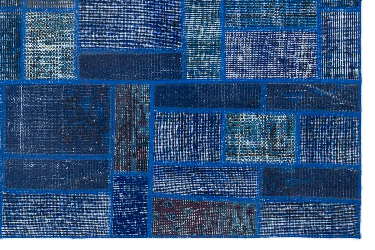 Blue Over Dyed Patchwork Unique Rug 3&#39;11&#39;&#39; x 5&#39;12&#39;&#39; ft 120 x 182 cm