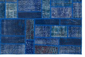 Blue Over Dyed Patchwork Unique Rug 3'11'' x 5'12'' ft 120 x 182 cm