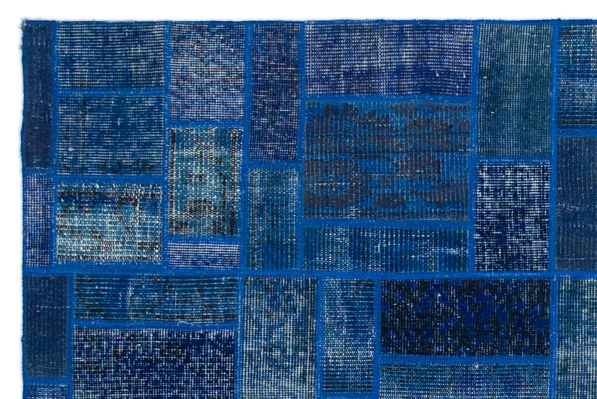 Blue Over Dyed Patchwork Unique Rug 3&#39;11&#39;&#39; x 5&#39;12&#39;&#39; ft 120 x 182 cm